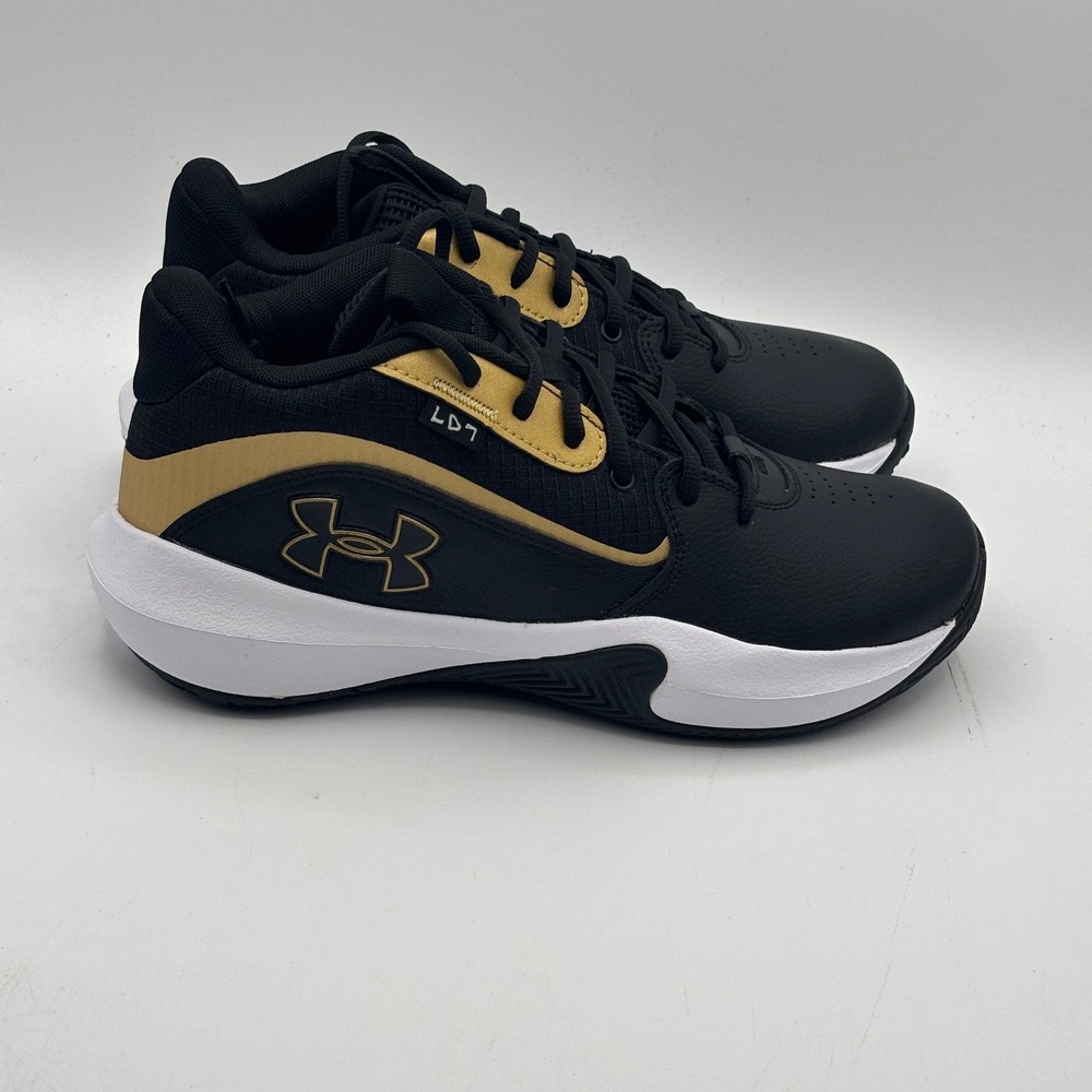 Under Armour Lockdown 7 Shoes Mens Size 7.5 Black Gold Basketball 3028512-001